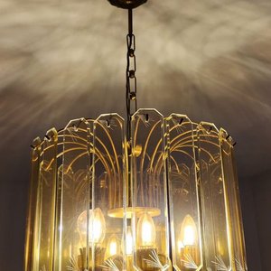 Lámpara Colgante de Metal y Vidrio Color Caramelo con 5 Luces - imagen 2
