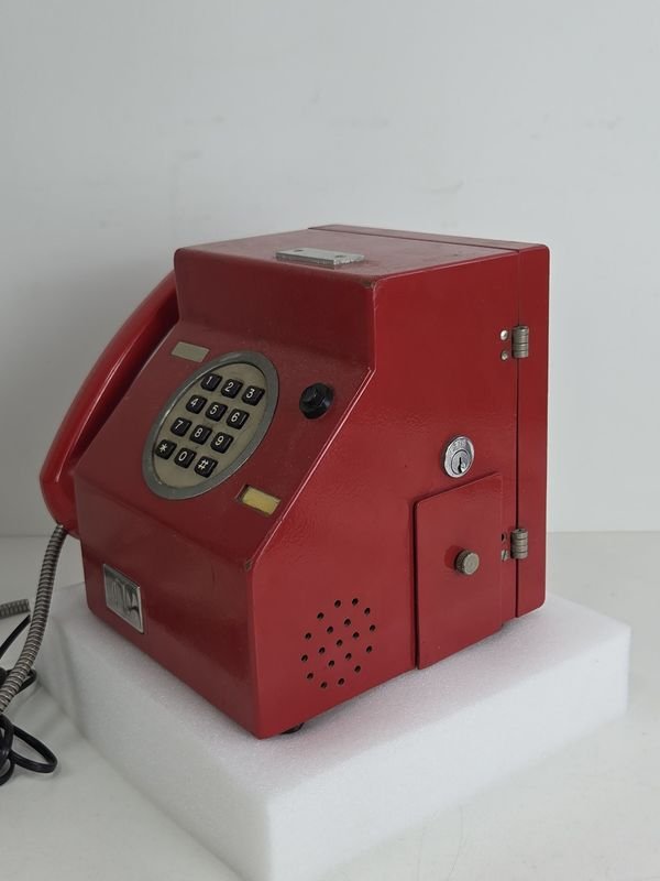 Teléfono comercial a fichas vintage rojo - imagen 4