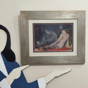 Carlos Aliseris: Óleo sobre Papel "Escena de Desnudos" con Certificado y Marco - imagen 6