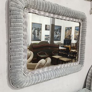 Espejo y Cómoda Cajonera de Mimbre Blanco con Tapa de Vidrio - imagen 4
