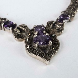Gargantilla de Plata con Piedras Violetas y Marcassitas - imagen 2