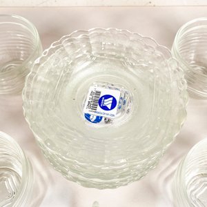 Juego de 12 Tazas y 12 Platos de Vidrio Hialino Tallado - imagen 3