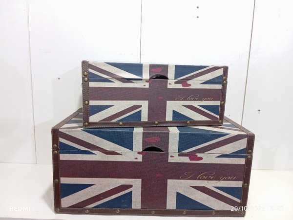 Set de 2 Baúles Organizadores Decorativos Estilo Reino Unido - imagen 1