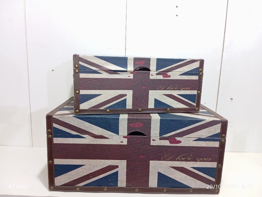 Set de 2 Baúles Organizadores Decorativos Estilo Reino Unido