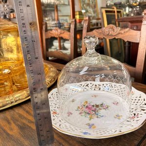 Quesera Alemana Schumann Arzberg Bavaria Porcelana Calada Floral Dorada - imagen 5