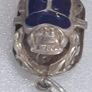 Escarabajo Antiguo de Plata con Esmalte Azul - imagen 2