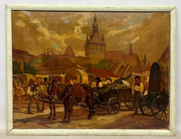 Lote siguiente: Herman Molzer - Escena de ciudad Antigua