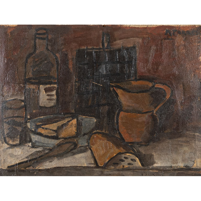 Lote anterior: Pintura de naturaleza muerta por Augusto Torres. Óleo sobre cartón.