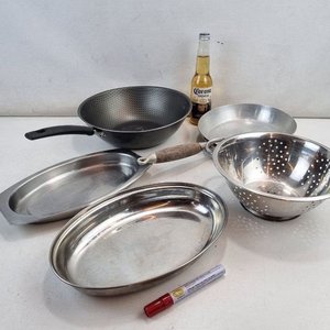 Set de 5 Piezas de Cocina: Sartén Wok, Fuentes y Colador de Metal - imagen 2