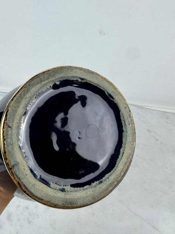 Potiche en loza azul cobalto con adornos de oro - imagen 7