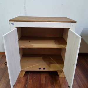 Mueble Auxiliar Blanco Rústico con Tapa Madera y Estante Interior - imagen 9