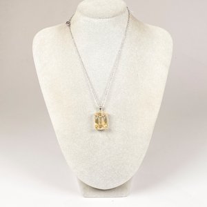 Colgante de Plata con Citrino Rectangular Grande y Cadena - imagen 2