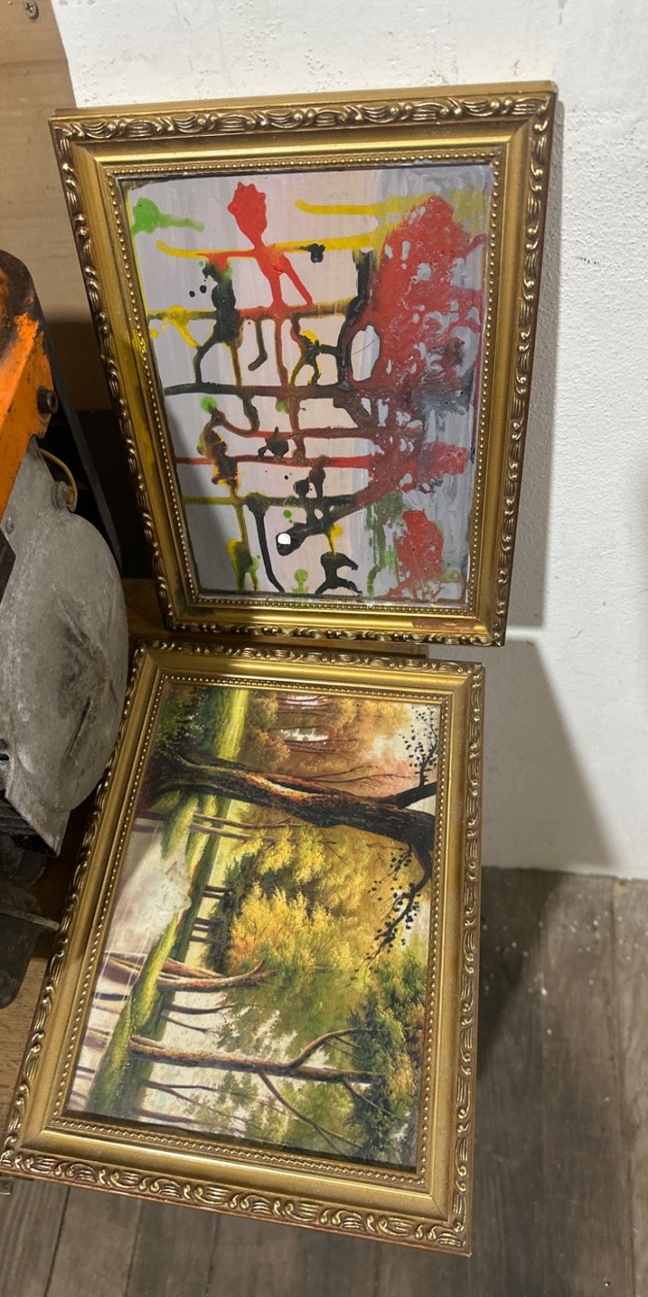 Dos Cuadros Decorativos con Marcos Dorados