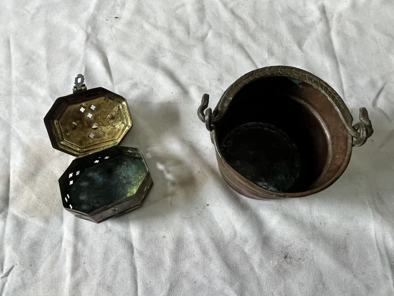 Hielera de cobre y bronce e incensario para los incensios - imagen 3