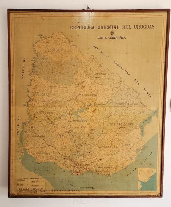 Mapa Geográfico Antiguo de la República Oriental del Uruguay - imagen 1