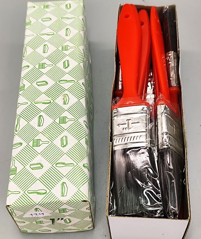 Docena de Pinceles de Poliéster 1" Mango Rojo