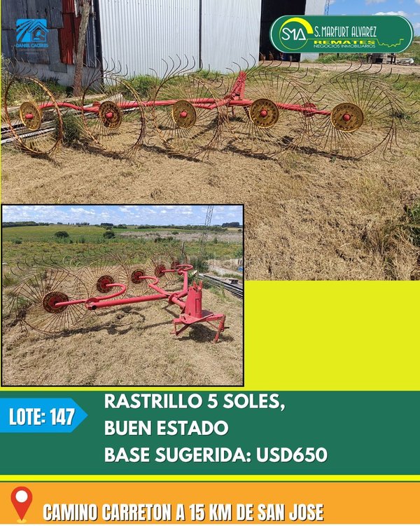 Rastrillo "5 Soles" para tractor, buen estado