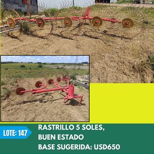 Lote siguiente: Rastrillo "5 Soles" para tractor, buen estado