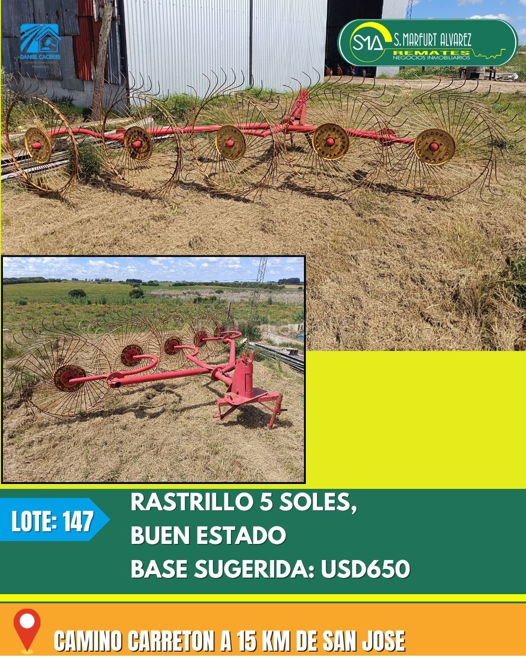 Rastrillo "5 Soles" para tractor, buen estado