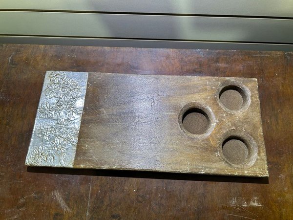 Bandejas Organizadoras de Madera con Diseño Floral y Terminal Metálico