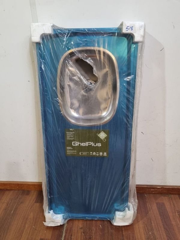 Pileta de Cocina GhelPlus Plateada con Detalles (53 x 120 cm)