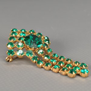 Prendedor Vintage Dorado con Piedras Verdes Esmeralda Fantasía - imagen 2