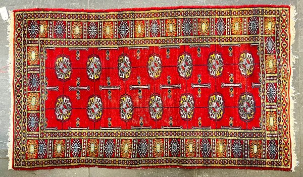 Alfombra Boukara Roja con Diseños Beige y Amarillo 161x91 cm