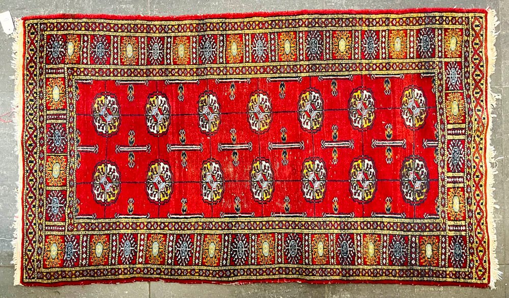 Alfombra Boukara Roja con Diseños Beige y Amarillo 161x91 cm