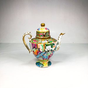 Tetera Antigua de Porcelana Oriental Decorada - imagen 3