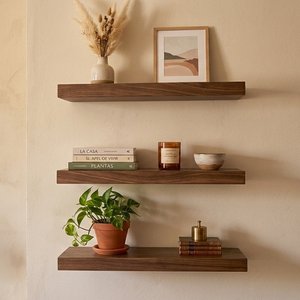 Set de 3 Estantes Flotantes de Madera de Pino Natural - imagen 4