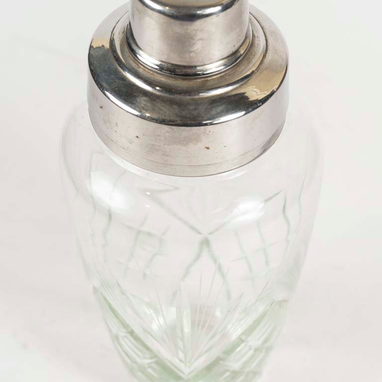 Coctelera de cristal tallado y metal - imagen 2