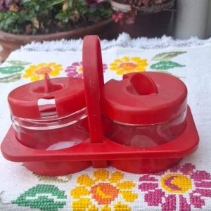 Lote siguiente: Set de Azucarero y Cafetera con Asa Roja