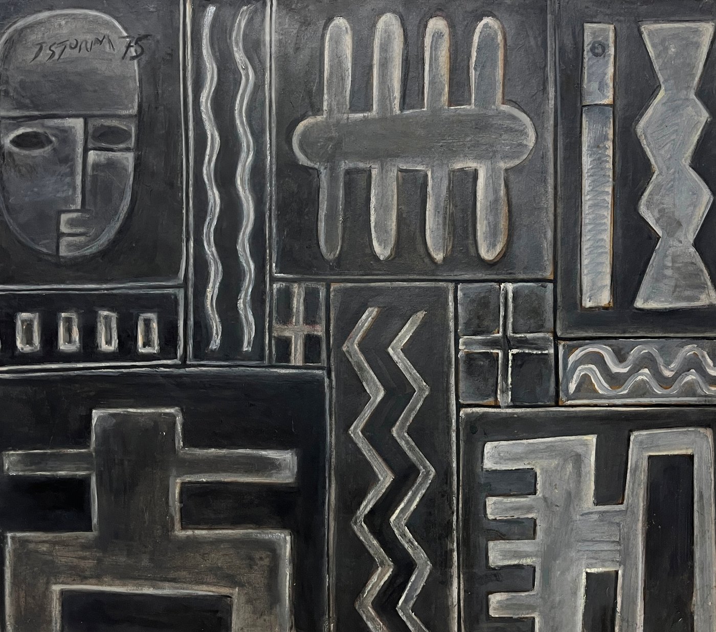 Obra "Constructivo" de Juan Strom - Óleo sobre Cartón 74 x 87 cm
