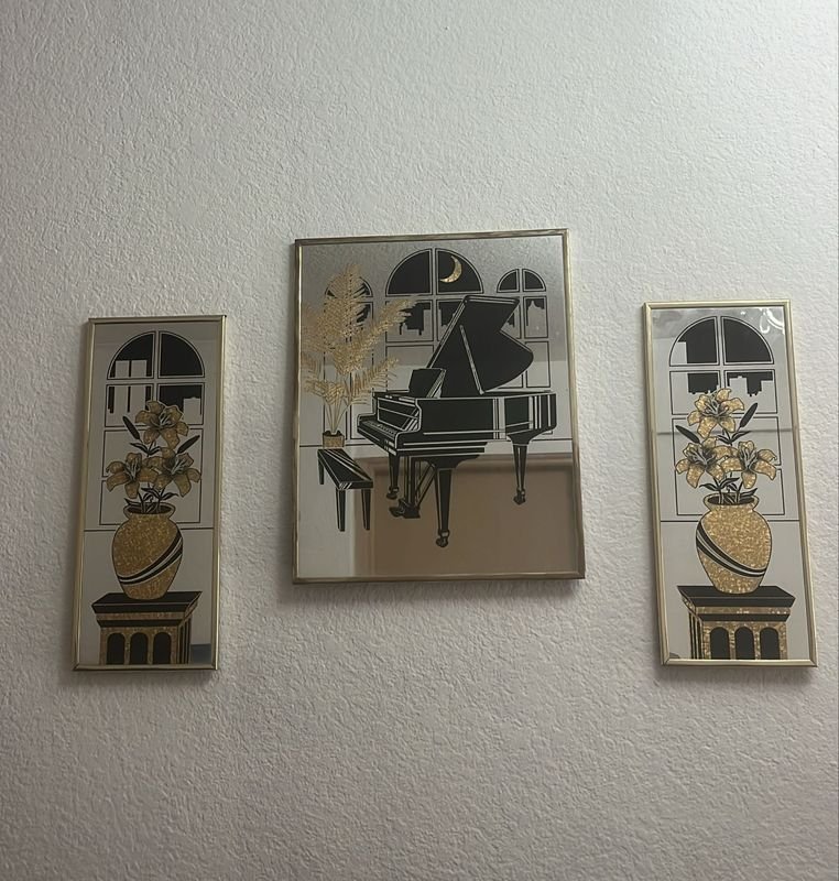 Cuadros espejo grabado, 3 piezas - Decoración para hogar - imagen 4