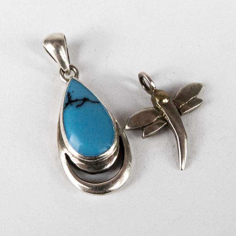 Pendientes de plata con piedra y oro - imagen 1