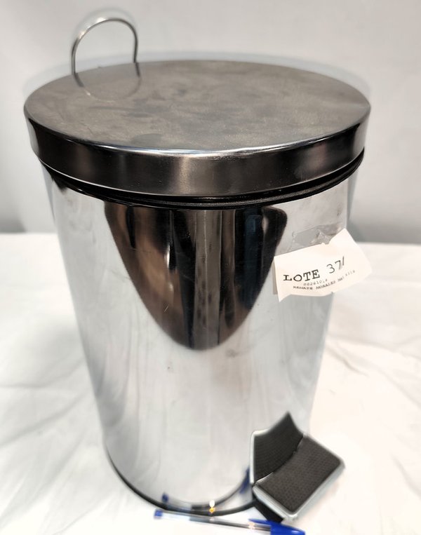 Papelera de Acero Inoxidable con Tacho Interior y Tapa Batiente, 12 Litros