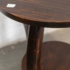 Mesa Auxiliar Circular Estilo Art Decó con Estante y Tres Patas - imagen 2