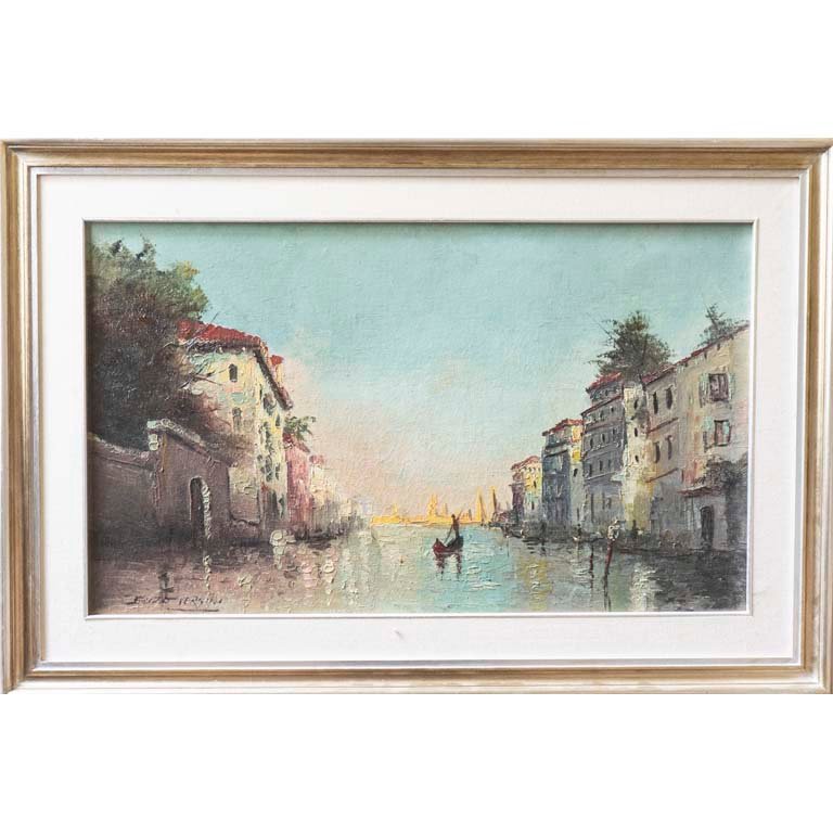Pintura al óleo "Venecia" de Vernini, 41 x 70 cm