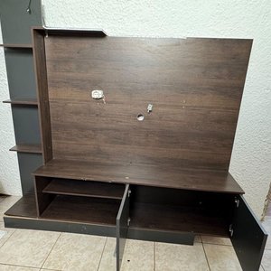 Rack de MDF Marrón y Negro con Estantes y 2 Puertas - imagen 2