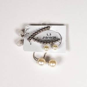 Tres Pares de Caracolas con Perlas y Cuarzo Rosa - imagen 2