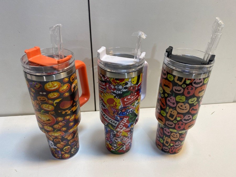 Set de 3 Vasos Térmicos Halloween 1.2L con Stickers