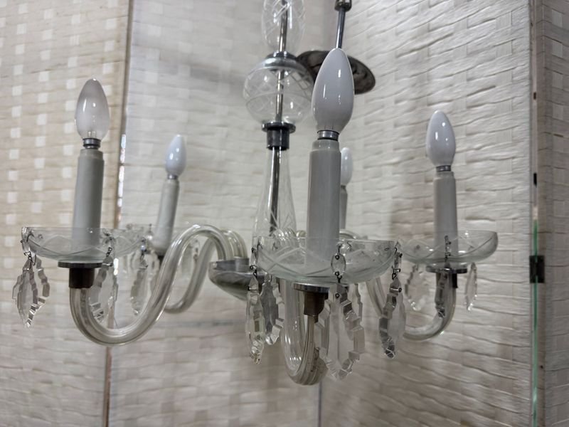 Lámpara de cristal artesanal checoslovaca - imagen 3