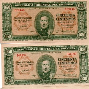 Lote anterior: Lote de 4 Billetes de 50 Centésimos Uruguayos de 1939 - Banco de la República Oriental del Uruguay