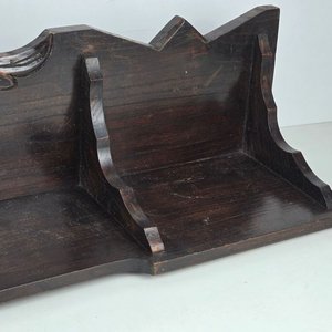 Antigua Repisa de Madera Oscura con Detalles Tallados - imagen 5