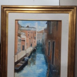 Lote siguiente: Óleo sobre lienzo: Canal Veneciano firmado A. G.