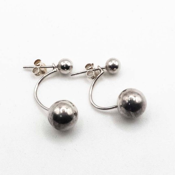 Par de Aretes de Plata con Bolitas - imagen 1