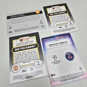 Lote de 4 Tarjetas de Fútbol Topps y Merlin: Mbappé, Hojlund, Harder, Forbs - imagen 3
