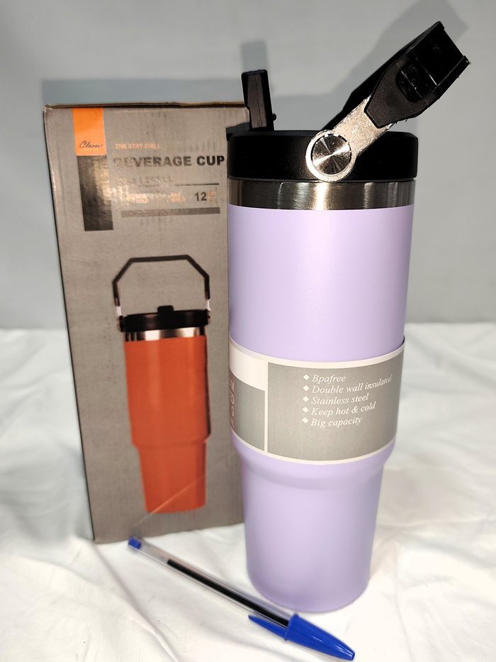 Vaso Térmico de Acero Violeta 900ml con Tapa y Pico