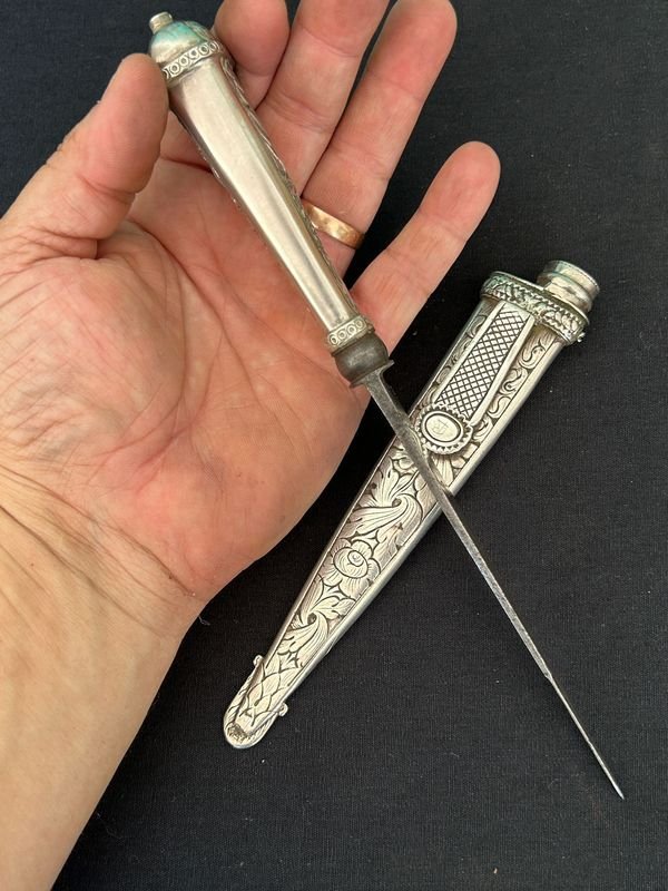 Cuchillo Antonio Franchi calle ituzaingo 136: Pieza escasa de plateria centenaria en plata alta - imagen 6