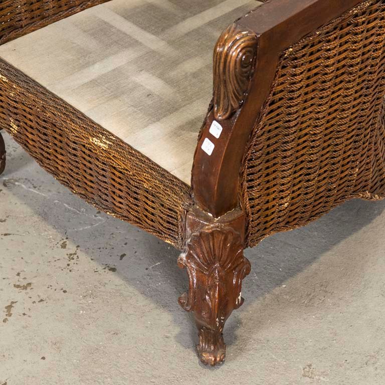 Sillón de madera y ratán estilo Luis XV con detalles en pasta - imagen 2